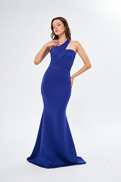 WOMAN VISION Bequemer Stoff, asymmetrischer Kragen, Maxikleid