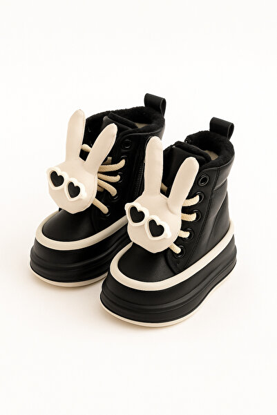 chichi Ghete de iarnă îmblănite pentru copii „Bunny Cool”, negre cu detalii a...