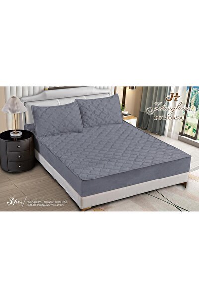 Inovius Husa matlasata tip topper din catifea, 180x200cm+2 fete de perna 50x70cm JJJ5051