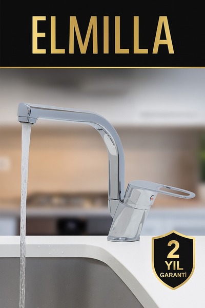 elmilla BANYO LAVABO BATARYASI SICAK SOĞUK ÇİFT SU GİRİŞLİ PASLANMAZ PİRİNÇ M...