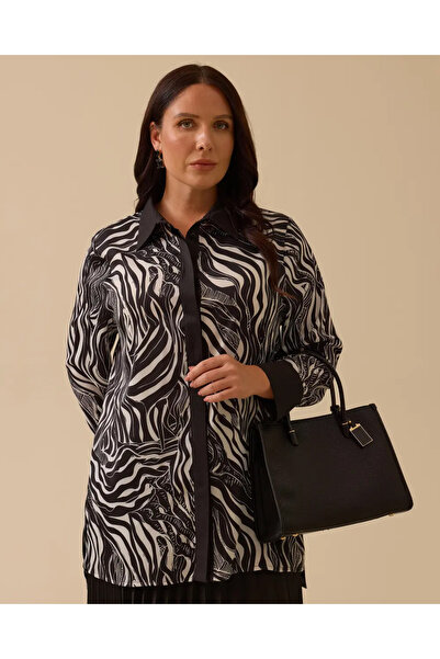 Gala-Xi Plus Size Zebra Print Shirt Tunic
