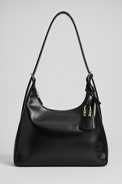 KISCHE Women's Shoulder Bag Black Casual Lined Zippered Adjustable Charmlı Women's Bag Lisa