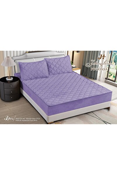 Inovius Husa matlasata tip topper din catifea, 180x200cm+2 fete de perna 50x70cm JJJ5052