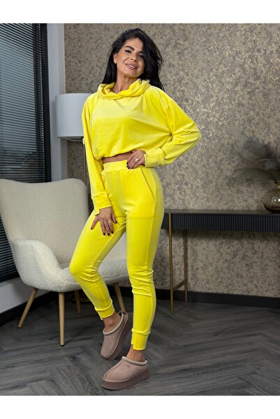 RAMONA BADESCU EXCLUSIVE Trening din catifea fină cu hanorac cropped și panta...