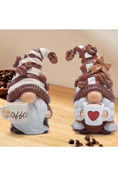 Hodao Two-Piece Swedish Tomte Coffee Gnome Figurines, Fall Gift, Indoor Decor