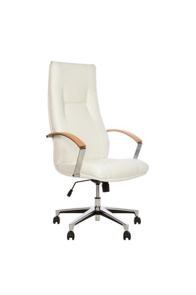 Ergonica Scaun executiv KING, piele ecologică albă