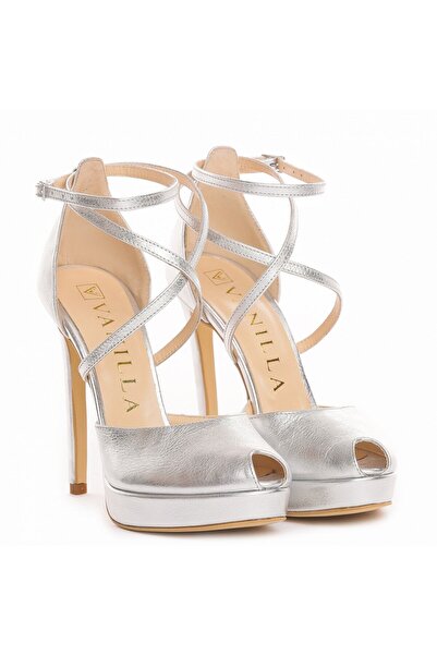 Vanilla Days Fabiana Silver High Heel Sandals – Premium Leather, 13cm Stiletto