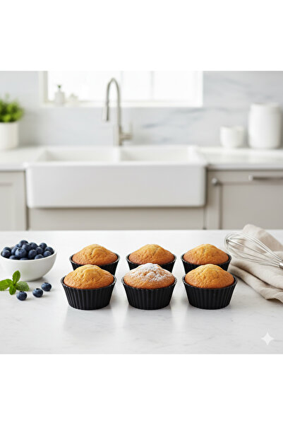 HIMYHOME Silicone Muffin Cake Mold with Teeth, 6-Pack