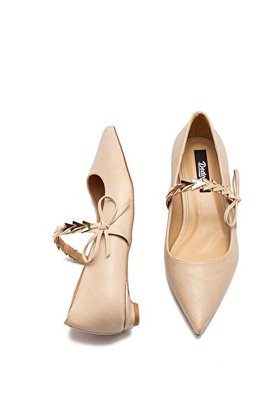 Dedos Women's Special Buckle Detailed Elastic Short Heeled Ballerinas 220