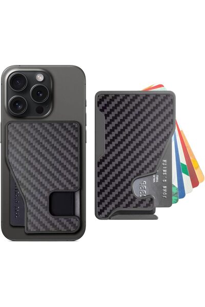 NALACAL محفظة ماج سيف من ألياف الأراميد - حامل بطاقات مغناطيسي من الألومنيوم، مانع لـ 6 بطاقات بتقنية تحديد الهوية بموجات الراديو، لون أسود