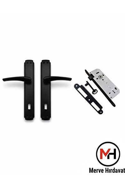 merveuras Mat Siyah Aynalı Oda Kapı Kolu 1 Kapı İçin Kol Kilit Set (Montaj Vidaları Dahil)