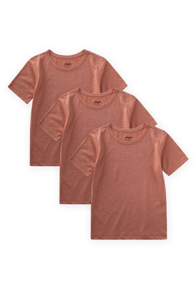 Cigit Short Sleeve Triple Men's Undershirt 2-9 Years Old Tile