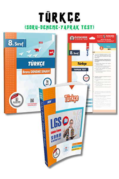 ÖZDEBİR YAYINEVİ 8.Sınıf LGS Türkçe 3'lü Soru Bankası,Deneme ve Yaprak Test Seti