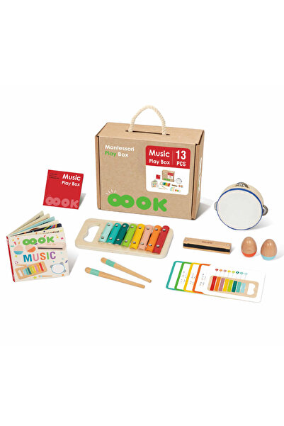 Tooky Toy Montessori wooden box with musical instruments