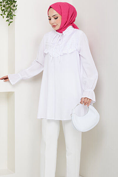 Feiza Collection Boyundan Bağlamalı Tunik -BEYAZ