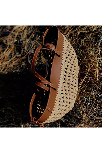 Birs Atelier Polo Genuine Leather Woven Straw Bag