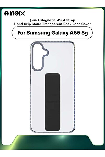 ineix غطاء واقٍ مغناطيسي 3 في 1 مع حزام معصم وحامل لهاتف Samsung Galaxy A55