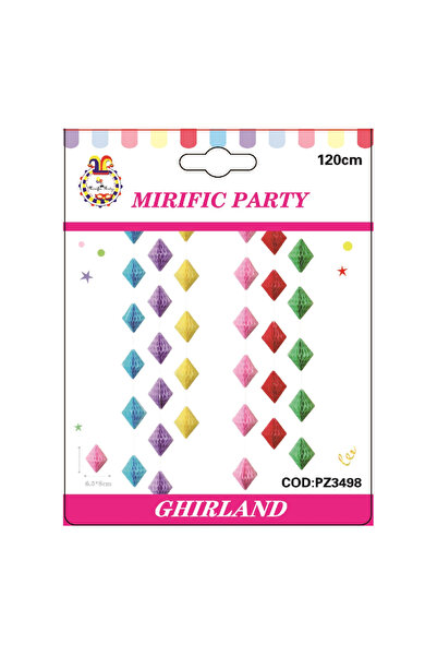 Mirific Party Ghirlandă decorativă, culori asortate, 1,2 m, romb