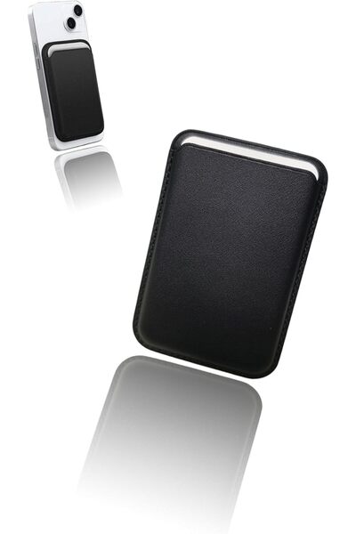 Sweet seven ® حامل بطاقات جلدي مغناطيسي متوافق مع iPhone 12/13/14 - أسود