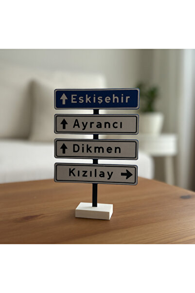 B2 Studio Ankara Yön Tabelası Dekor – Eskişehir, Ayrancı, Dikmen, Kızılay Yazılı 3D Masaüstü Biblo