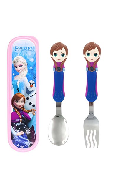 Disney Frozen Anna Kids Spoon and Fork Set with Case – Stainless Steel, BPA-Free