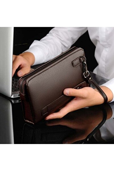 badenroo Men’s Leather Clutch Bag – Premium Handheld Wallet with Zipper Closure