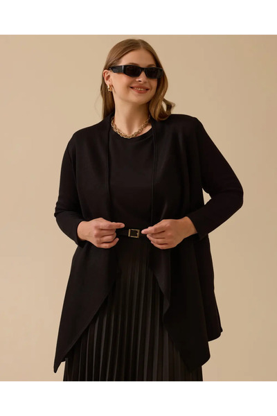 Gala-Xi Plus Size Asymmetrical Cut Knitwear Cardigan