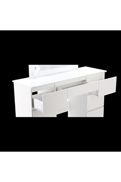 Selgot Makeup/Dressing Table with 7 Drawers and LED Mirror, White, 132 x 43 x 152 cm