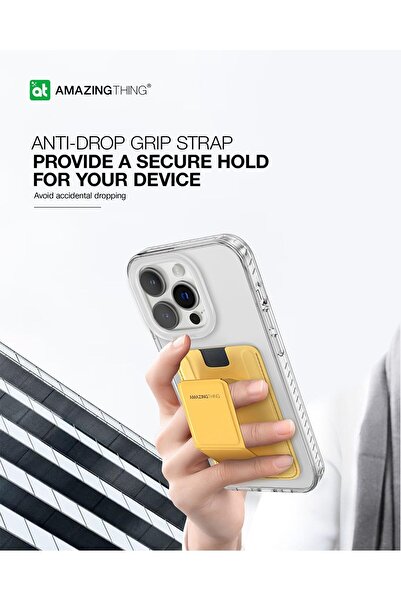 Amazingthing حامل بطاقات سموثي برو ماج سيف مع قبضة وحامل - أصفر كاكي