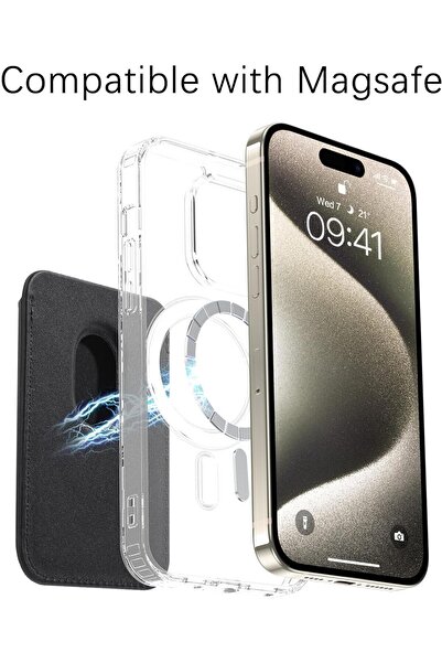 NALACAL Magnetic PU Leather Phone Wallet Card Holder, MagSafe Compatible, Black