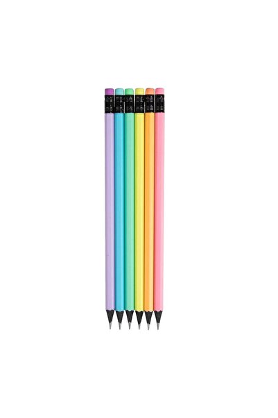 Strigo HB pencils with multi-colored eraser, black wood and pastel body, 36 pcs