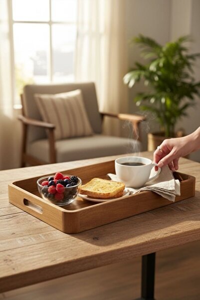 ANJEAHOME Moselle Acacia Serving Tray |   28X39 cm |   Natural Wood, Stylish and Durable Presentation Tray