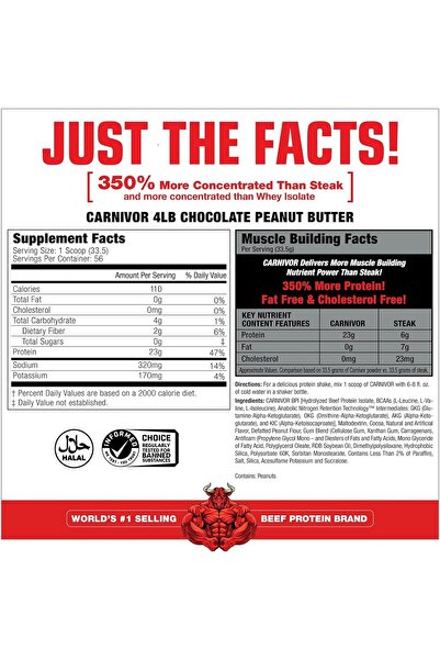 MuscleMeds Carnivor Beef Protein Isolate Powder, Chocolate Peanut Butter, 4 Pound