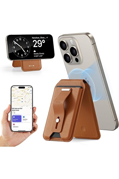 ESR HaloLock Geo MagSafe Wallet Stand (Full Find My) - Caramel Brown