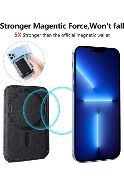 X SPRING Magnetic Card Holder Leather Phone Wallet - Fits 6 Cards