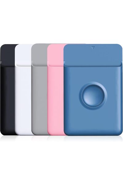 NALACAL 5 Pcs Phone Wallet Sticky Silicone Card Holder (Black/White/Gray/Pink...