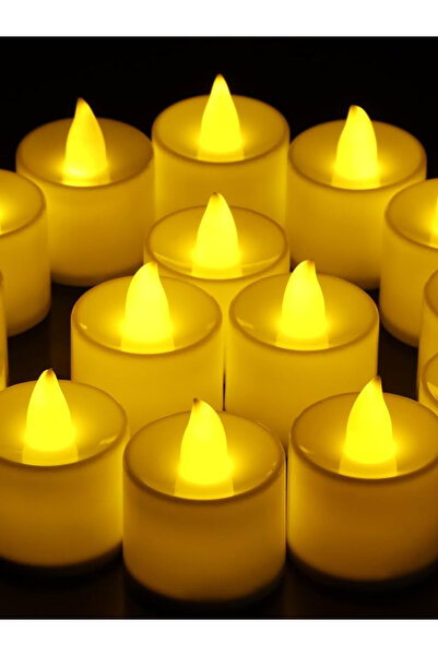 Genel Markalar Led Mum 12’li Tealight Set – Pilli, Dumansız, Dekoratif LED Mum – Sarı Işık Ortam Aydınlatma