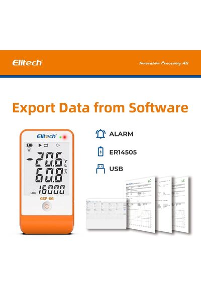Generic Elitech GSP-6G Digital Data Logger Detachable Buffered Probe Temperature and Humidity