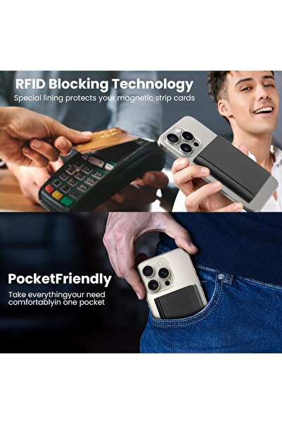 Generic MagSafe Wallet with Apple Find My, Magnetic Wallet Tracker, 6-Card RFID Blocking - Black