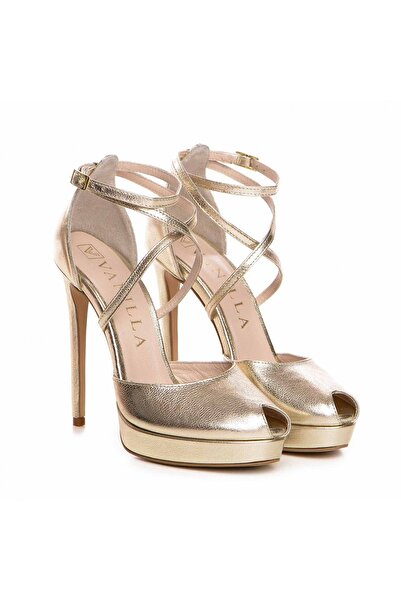 Vanilla Days Sandale Fabiana aurii cu toc stiletto din piele naturală