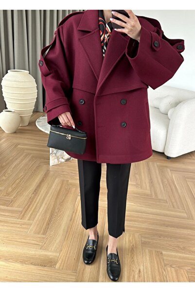 solena sln Women's Premium Quality Medium Length Cashmere Coat