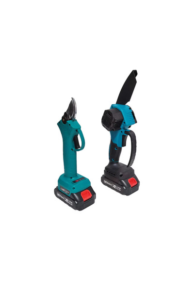 German Meister Vine Shear and Mini Cordless Chainsaw Set – 2 Batteries 36 V