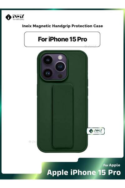ineix غطاء واقٍ مغناطيسي 3 في 1 مع حزام معصم وحامل لهاتف iPhone 15 Pro