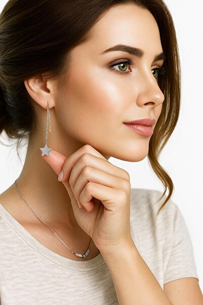 New Obsessions Needle Pointed Star Dangle Steel Earrings