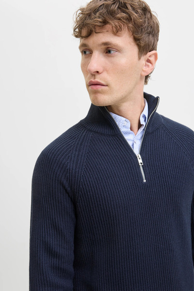 Jack & Jones Jack & Jonesjjpannel Cotton Blend Regular Fit Half Zip Mock Neck Sweater Men's Sweater 12278919