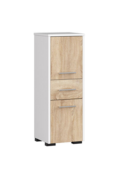 SERSIMO Dulap de baie tip bază, cu 2 uși și sertar, 16 mm, 30x30x85 cm, alb ș...