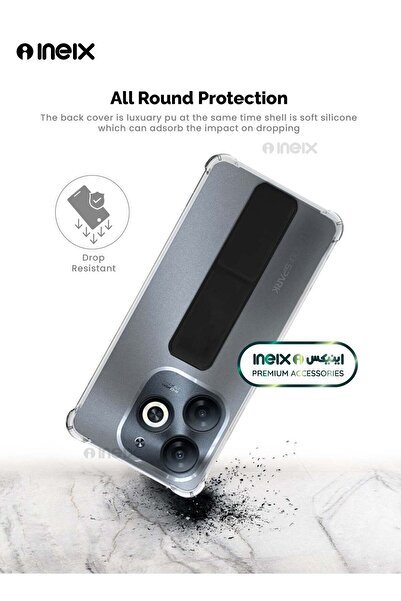 ineix 3-in-1 Magnetic Wrist Strap Hand Grip Stand Cover for Tecno Spark 20