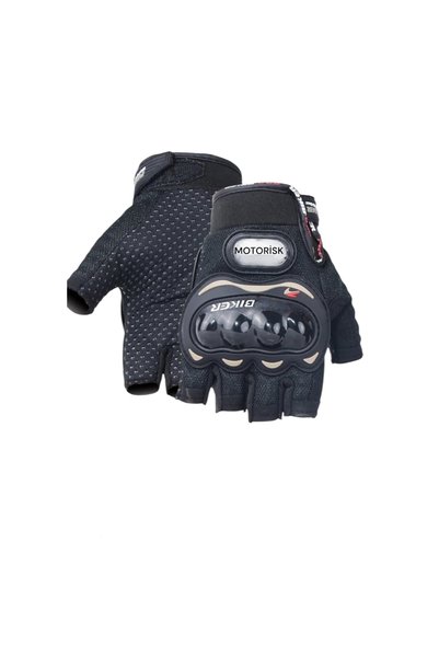 MotoRisk Fingerless Gloves Motorcycle Gloves Palm Protection Half