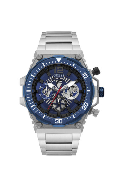 Guess Klasické pánske hodinky s elegantným puzdrom a modrým ciferníkom