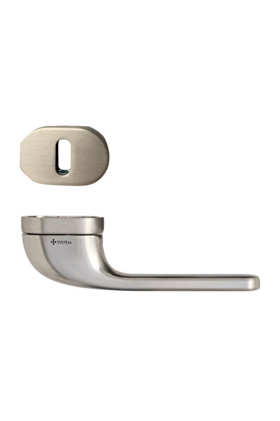 System Lokı Rozetli Kapı Kolu Nikel Saten Mat Renk Oda Rozetli